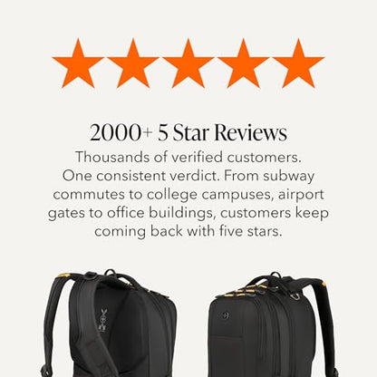 SWISSGEAR Cecil Laptop Backpack, Fits Most 16-Inch Laptops, Three-Compartment Design, Airflow Back Panel, Black, 27.3L, 18-Inch - color: Black/Gold