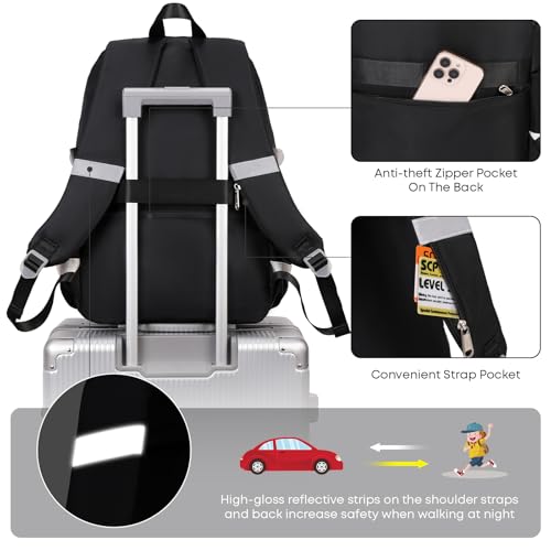 3PCS Student Backpack For School Women College Middle High Teen Girls Bookbag Waterproof Laptop Bag Plaid Black - color: Plaid Black
