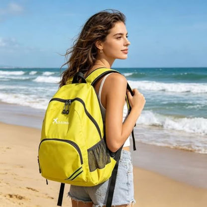 Geboldil Men's and women's waterproof backpack traveling backpack yellow - color: Yellow