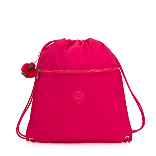 Kipling Women's Supertaboo Drawstring Bag, Strong, Colorful, Convenient, Polyamide Schoolbag - color: True Pink, size: 15.5''L x 17.75''H x 0''D