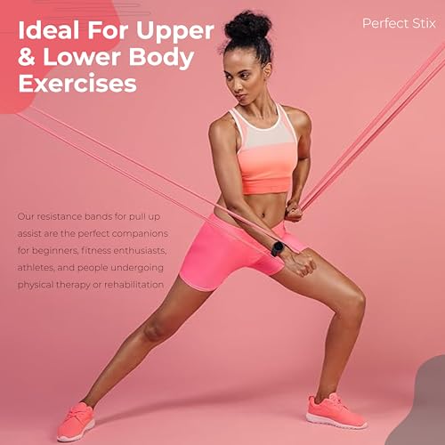 [4 Sizes] Perfect Stix Pull Up Resistance Bands for Women - Pull Up Assistance Exercise Bands. Resistance Bands for Working Out, Stretching, Powerlifting and Fitness