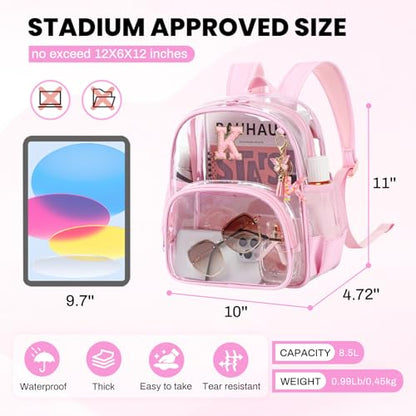 PIG PIG GIRL Clear Backpacks for Stadium Events Approved 12×6×12 Clear Bookbag for Women Mini Transparent Letter Back Pack, Pink, Letter-K - color: Pink, style: K