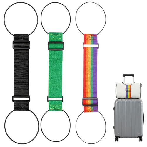 Luggage Straps for Suitcases, Adjustable Luggage Strap Bungee for Suitcase Handle, Luggage Connector Straps for Multiple Suitcases & Travel Bags (Multicolor-C) - color: Multicolor-C