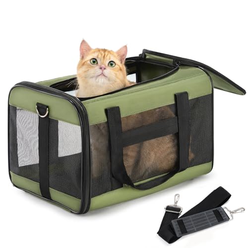 Conlun Cat Carrier Soft-Sided Pets Travel Carriers,Green M - color: Green, size: 17.0"L x 11.0"W x 11.0"H