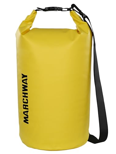 MARCHWAY Floating Waterproof Dry Bag Backpack 5L/10L/20L/30L/40L, Roll Top Sack Keeps Gear Dry for Kayaking, Rafting, Boating, Swimming, Camping, Hiking, Beach, Fishing - color: Lemon Yellow, size: 5L