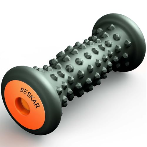 BESKAR Foot Massage Roller for Relief Plantar Fasciitis, Foot Reflexology Tool Pressure Point Massage Roller, Deep Tissue Massage for Relieving Feet Arch Heel Pain, Myofascial Pain Syndrome - color: Blackish Green