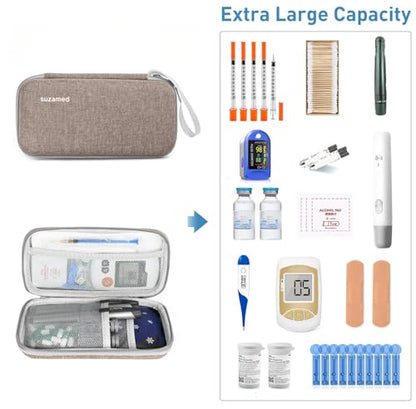 suzamed Insulin Cooler Travel Case,EVA Insulation Travel Medicine Kit with 2 Ice Packs for Diabetes Care,Insulin Pen and Other Diabetic Supplies (Brown) - color: Brown