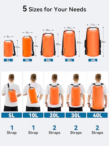 HEETA Waterproof Dry Bag Backpack with Emergency Whistle 5L/10L/20L/30L/40L - color: Orange, size: 5L