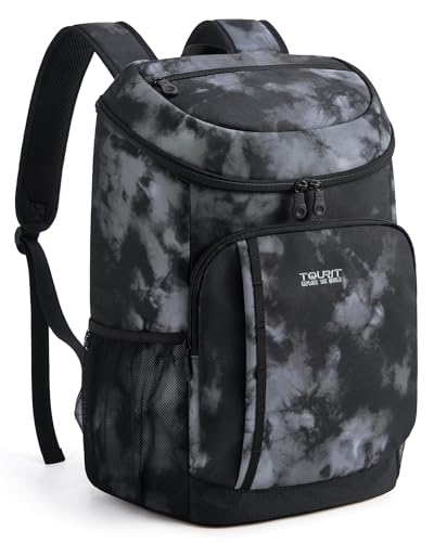 TOURIT Backpack Cooler Insulated 30 Cans, Lightweight Leak Proof Travel Cooler Bag, Soft Waterproof Cooler Backpack for Men Women, Camping Hiking Beach Travel Picnic - color: 01-Dyed Black