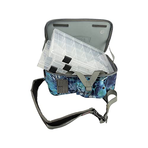 Ego Kryptek Tactical Fishing Sling Pack with 3 Tackle Trays, Camo | 1000D Nylon, Rod Holder, Molle Loops, Water Resistant Storage, Bottle Holder - color: Pontus, size: Sling Bag - Regular