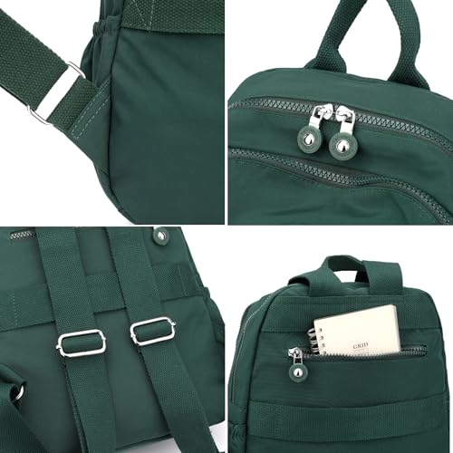 Tanweibago Mini Nylon Women Backpacks,11L Small Ladies backpacks Casual Lightweight Women Shopping Travel Daypack (Dark Green) - color: Dark Green