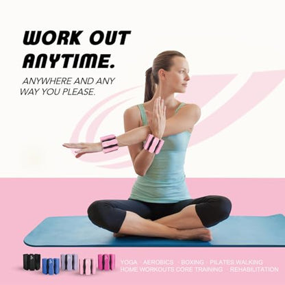 Ankle Wrist Weights for Women Men, One Pair of 2lbs/3lbs/4lbs Adjustable Arm & Leg Weights Silicone Wearable Weighted Bracelet for Pilates Yoga Walking Running Home Gym Fitness Strength Training Weight Loss Exercises Physical Therapy Dance Swimming Water