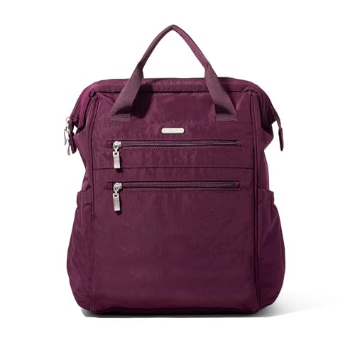 Baggallini City Scape Backpack - 15"x11" Lightweight Work Travel Bag w/Luggage Sleeve & RFID - color: Mulberry