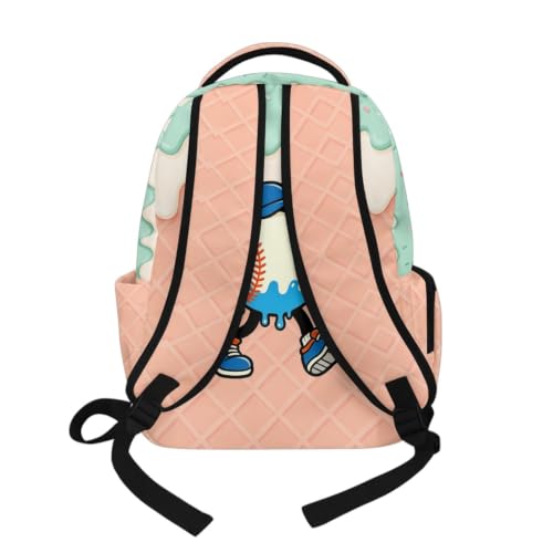 Suobstales Baseball Ice Cream Drip Print 17 Inch Backpack for Boys Girls Kids Large Capacity Bookbag School Bag Backpacks Satchel with Adjustable Padded Straps for Preschool Kindergarten Elementary - color: Baseball Ice Cream Drip 5