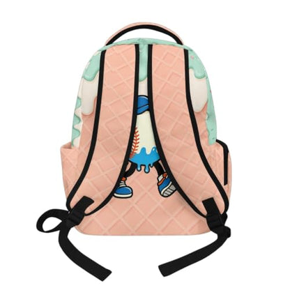 Suobstales Baseball Ice Cream Drip Print 17 Inch Backpack for Boys Girls Kids Large Capacity Bookbag School Bag Backpacks Satchel with Adjustable Padded Straps for Preschool Kindergarten Elementary - color: Baseball Ice Cream Drip 5