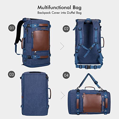 WITZMAN Travel Backpack for Men Women Carry on Luggage Backpack Canvas Rucksack Duffel bag with Shoe Compartment（A2021 big size Blue） - color: 22.5 Inch Blue