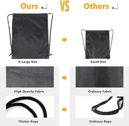 BeeGreen Black Pink Drawstring Backpack Bags Bulk 2 Pack X-Large 22.4" L x 17.5" W Sports Cinch Sack Gym String Bags Machine Washable Heavy Duty String Backpack For Men Women - color: Black Pink
