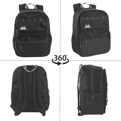 Summit Ridge Travel Backpack for Men and Women, Spacious Work Daypack with Water Bottle Pockets (Black) - color: Black