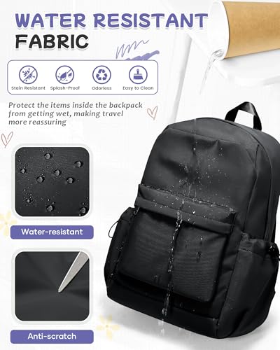 Small Black Backpack for School, High School Book Bag Back Pack for Teens Girls Boys, Lightweight College Backpack Bookbag for Women Men, Simple Casual Daypack Mochilas Escolares para Adolescentes - color: Black
