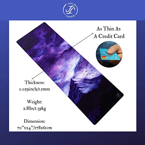 June & Juniper Travel Yoga Mat Foldable Lightweight - Thin Light Non-Slip Travel Yoga Mat Eco - color: dream last night