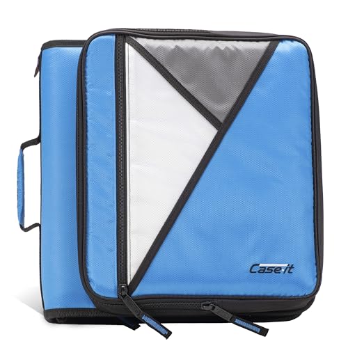 Case-it Universal Zipper Binder | 2-Inch O-Rings, 13-Inch Laptop/Tablet Padded Pocket, 400 Sheet Capacity, Multiple Storage Pockets & Shoulder Strap | School & Office Organizer | LT-007 Denim Blue - color: Denim Blue, size: 1 Pack