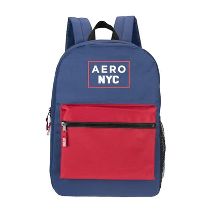 AEROPOSTALE Fieldtrip Unisex Backpack - AE Mens and Womens Bag for Everyday Use - Airforce Blue/Red - color: Navy Red