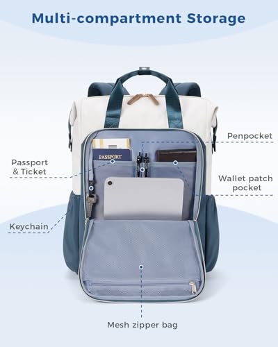 ECOHUB 17" Laptop bag for Women 25L Teacher's Laptop Backpack Work Backpack for Professional Nurse Travel Backpack, Blue - color: Blue