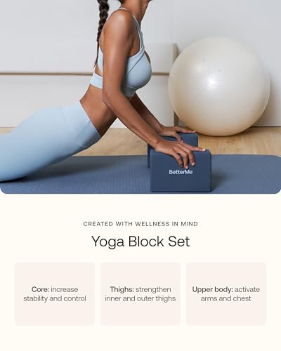 BetterMe Yoga Blocks Set of 2 – High Density Foam Yoga Blocks for Stretching, Pilates & Workouts – Lightweight Non-Slip Exercise Blocks for Flexibility & Balance - color: Chocolate Brown