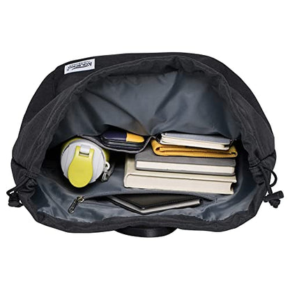KAUKKO Drawstring Sports Backpack Gym Yoga Bag Shoulder Rucksack for Men and Women (3-BLACK) - color: Black (K1031-3)