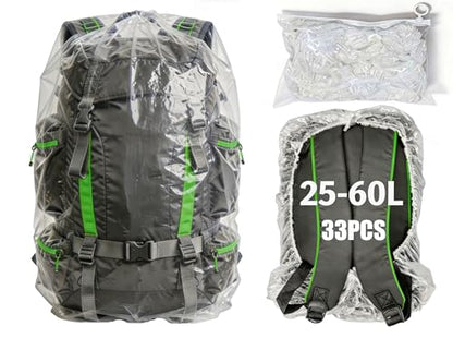 33PCS Disposable Bag Cover for Airplane Under Seat - Backpack Rain Cover, Fit for 25-60L, for Hiking, Air Travel, Commuting