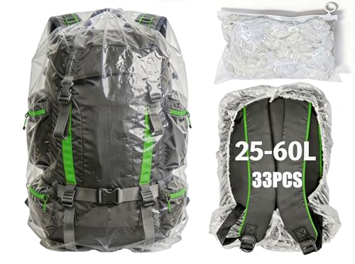 33PCS Disposable Bag Cover for Airplane Under Seat - Backpack Rain Cover, Fit for 25-60L, for Hiking, Air Travel, Commuting