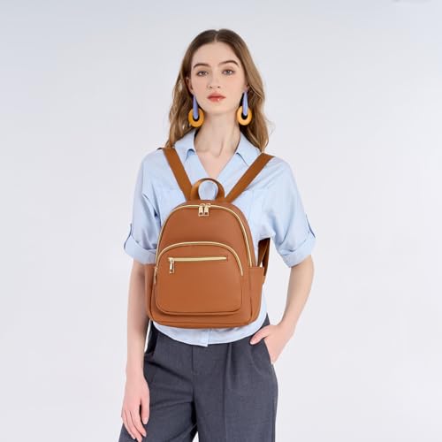 Mini Backpack Purse for Women PU Leather Small Backpack Fashion Multi Pockets Casual Daypacks Ladies Travel Shoulder Bags Brown - color: Brown