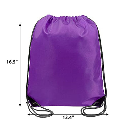 BeeGreen 20 pieces Wholesale Purple Drawstring Backpack Bags Cinch Bags Bulk Heavy Duty String Backpack Machine Washable Halloween Sackpack Outdoor Sport Bags for Women Men - color: Purple