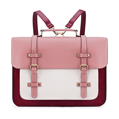 ECOSUSI Laptop Bag for Women Vegan Leather Messenger Bag Fashion Briefcase Computer Satchel Bag - color: Pink