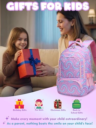 BLUEFAIRY Kids Backpacks for Boys Girls 17 Inch Elementary Primary Middle School Bookbags with Laptop Compartment Back to School Bags for Childs Age 6-8 Mochilas Escolares para Niños Niñas Purple - color: Purple