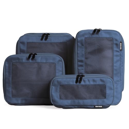 Aerotrunk Compression Packing Cubes for Travel - Luggage Organizer Bags - Double Zipper Packing Cubes for Suitcases (4-Pack, Dark Blue) - color: Dark Blue, size: 4-Pack