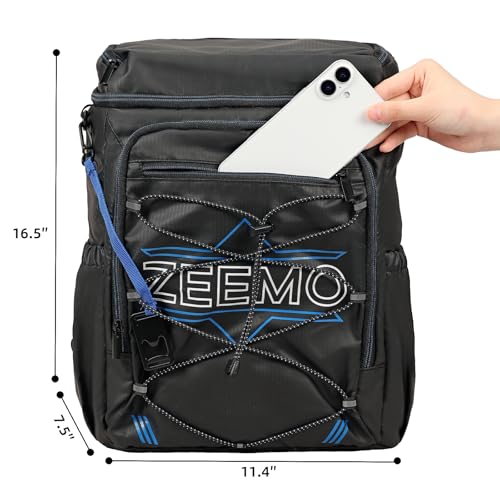 ZEEMO Backpack Cooler for Men, Insulated Leak Proof Lunch Bag, Large Capacity Lightweight Rucksack for Picnic, Beach, Backyard, Black