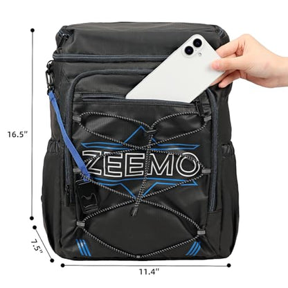 ZEEMO Backpack Cooler for Men, Insulated Leak Proof Lunch Bag, Large Capacity Lightweight Rucksack for Picnic, Beach, Backyard, Black