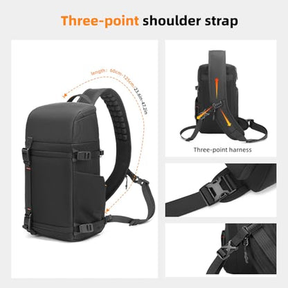 Camera Sling Bag, Crossbody Shoulder Bag for Canon, Nikon, Sony, Fuji DSLR/SLR/Mirrorless Cameras, Photographer Photography Bag (Elegant Black) - color: Elegant Black