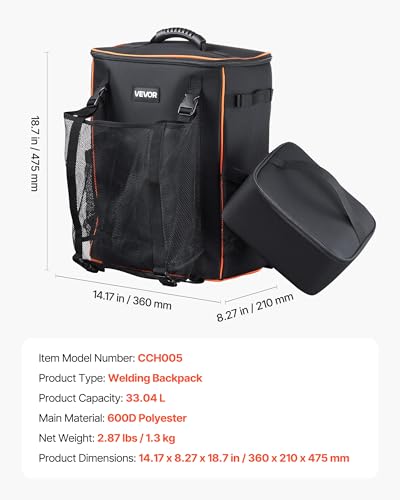 VEVOR Welding Backpack, 35.6L Welder Backpack for Tools and Helmet, 600D Polyester Extreme Gear Pack with Helmet Catch Bag, Multi-Purpose Gear Storage Bag for Welding, Outdoor Camping, Mountaineering - style: 600D Polyester-2