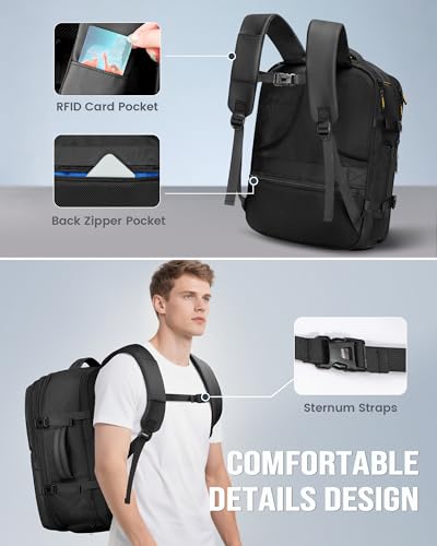 MATEIN Personal Item Travel Backpack 18x14x8 for Spirit Airlines, Black | Shoe Compartment Detachable, Expandable, Underseat Backpack, Fit 17" Laptop, Airplane Approved, Carry on Bag Luggage, Mochila - color: Black
