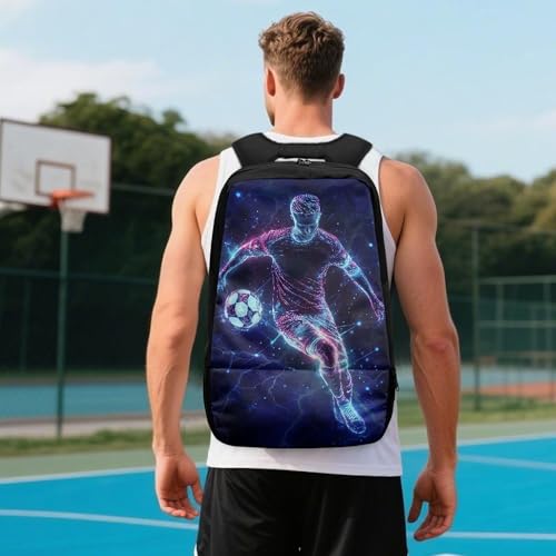 Sports Backpack with Ball Holder, Shoe Compartment, Waterproof Design, Multiple Graphic Prints, 18.5 x 12.6 x 7.3 Inches, Black