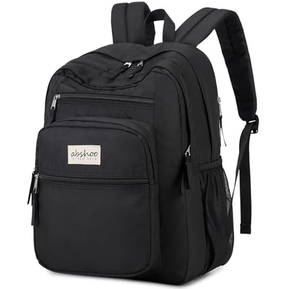 abshoo 34L Large Backpack for School Water Resistant Women Men Bookbag For College, Middle High School, Travel (Black) - color: Black