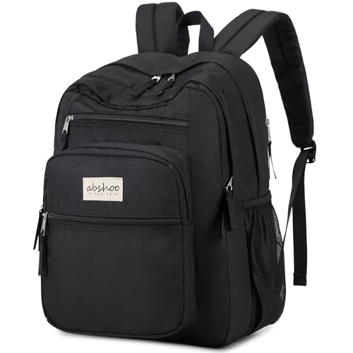 abshoo 34L Large Backpack for School Water Resistant Women Men Bookbag For College, Middle High School, Travel (Black) - color: Black
