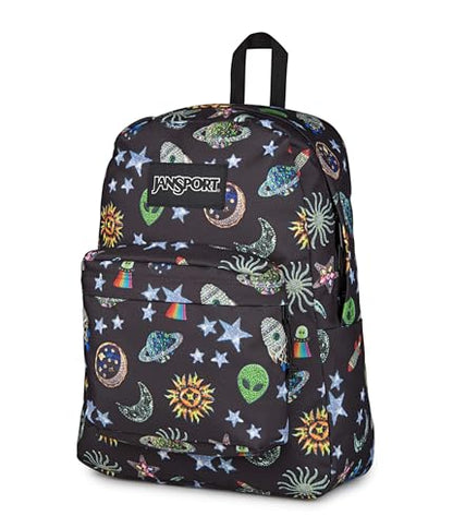 JanSport SuperBreak Plus Backpack with Padded 15-inch Laptop Sleeve and Integrated Bottle Pocket - Spacious and Durable Daypack for Work and Travel, Galaxy Glam - color: Galaxy Glam