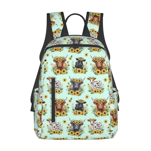 Lightweight Daypack Highland Cows Sunflowers, Stands Upright, Padded Laptop Sleeve, for Commuters & Travel - color: Picture (226)