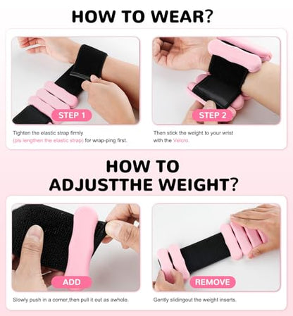 Ankle and Wrist Weights for Women & Men, Adjustable Arm & Leg Weights Set of 2 (1 lb/2 lb Each) Soft Silicone Weighted Bands Weighted Bracelet for Pilates Yoga Dance Walking Running Swimming Water Pool Home Gym Fitness Workout Jogging Gymnastics Aerobics
