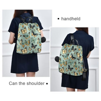 MNSRUU Women Backpack Purse Butterflies Colors Are Teal Backpack for Women Anti-theft Shoulder Bag Carry On Backpack Lightweight Rucksack Fashion Travel Ladies Bags - color: Butterflies A9216
