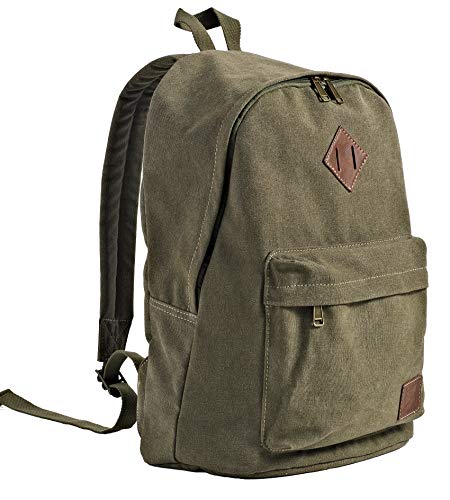 Durable Canvas College Rucksack Laptop Excursion Backpack Travel Notebook School Backpack Bookbag For Men Women Military Green Factory Directly - color: Millitary Green