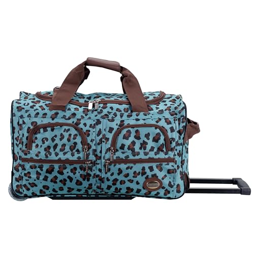 Rockland Rolling Duffel Bag, Black, 22" - color: BLUELEOPARD, size: 22"